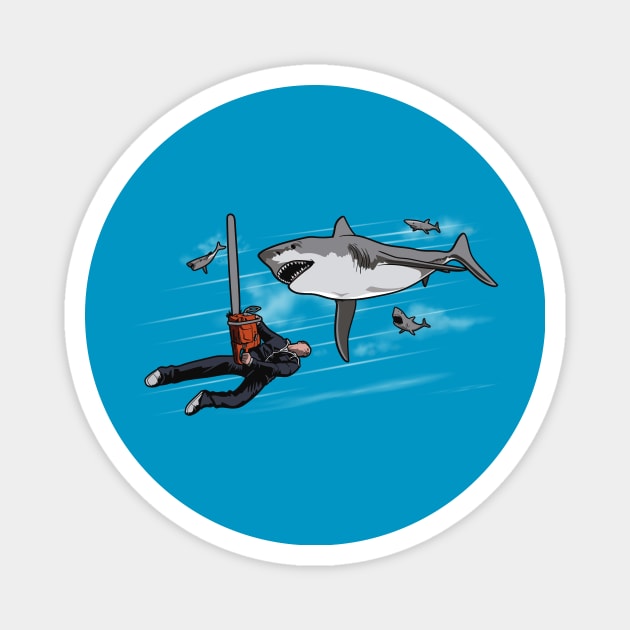 Epic Shark Battle Magnet by jasesa